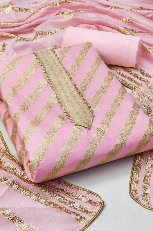 Fancy Chanderi Silk Lining Jacqaurd Salwar Suit For Women